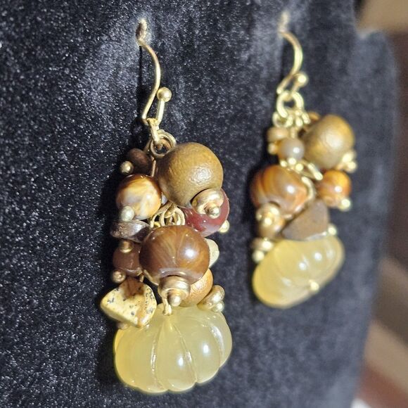 **Sale** Cato Gold Tone Semi-precious Stone Dangling Earrings - Picture 7 of 13